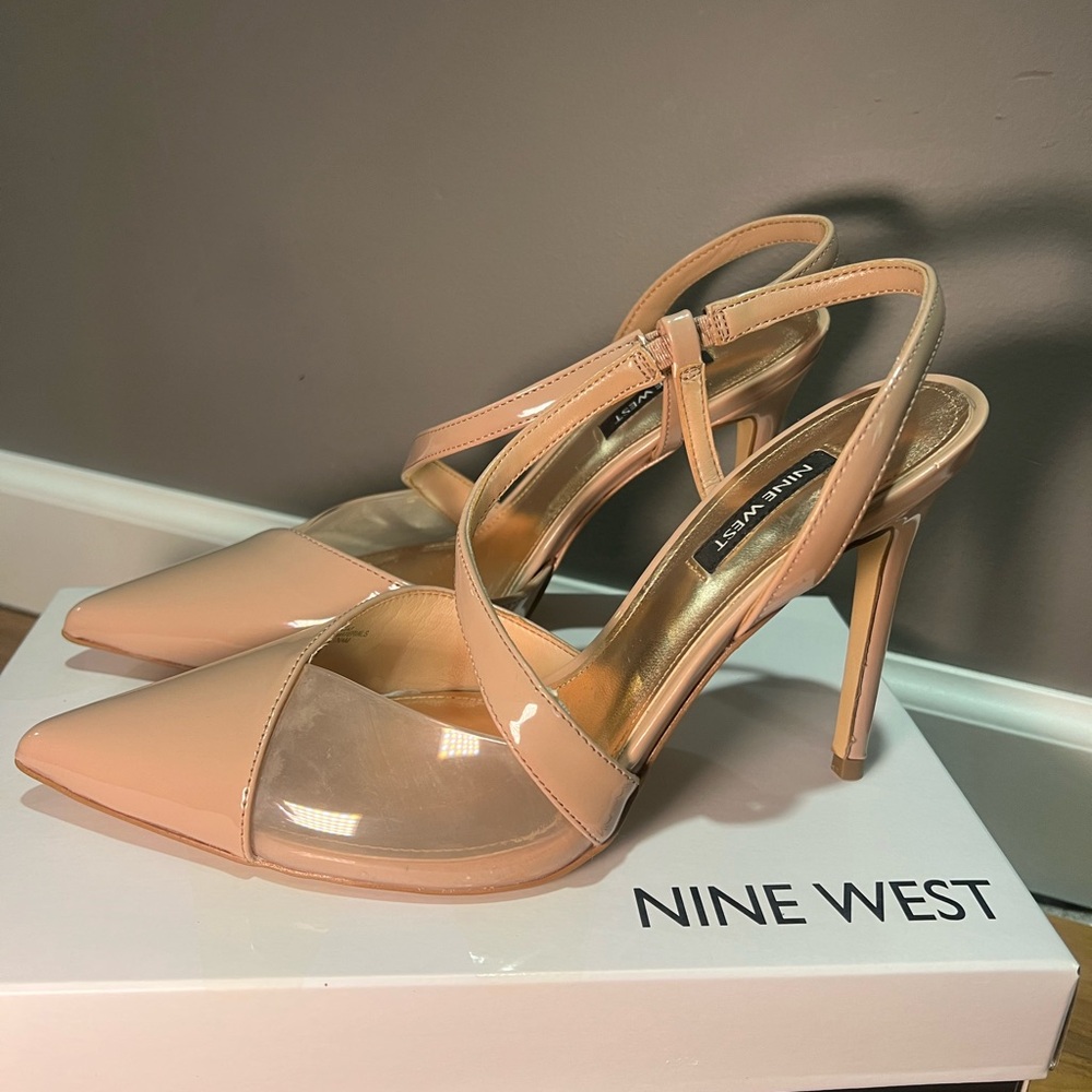 Nine West Tan Heels Strappy Stiletto Design